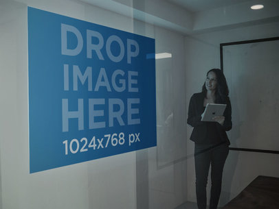 Mockup of a Woman Checking a Presentation a16317