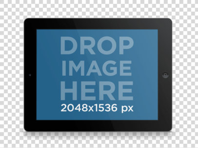 Tablet Mockup of Black iPad in Landscape Position Over Clear Background