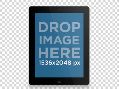 Tablet Mockup of a Black iPad Over Clear Background