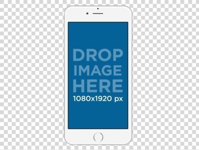 Frontal Mockup of a White iPhone 6 Plus Over a Transparent Background a11471