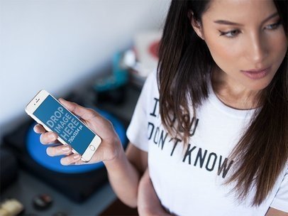 Placeit - Woman holds iPhone 6 at a Dining Room - iPhone 6 ...